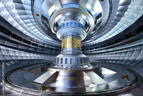 Smr or small modular nuclear fusion reactor core chamber inside