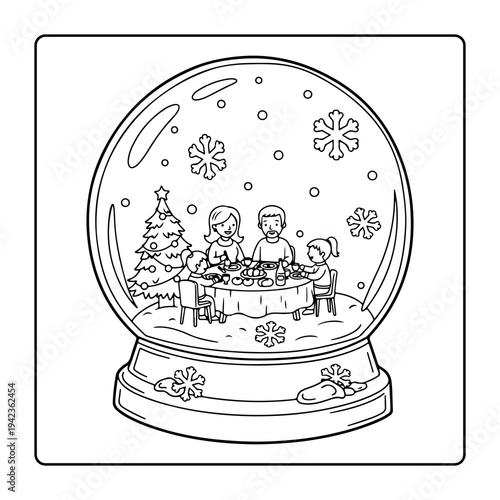 Magical Winter Cabin Globe Coloring Book