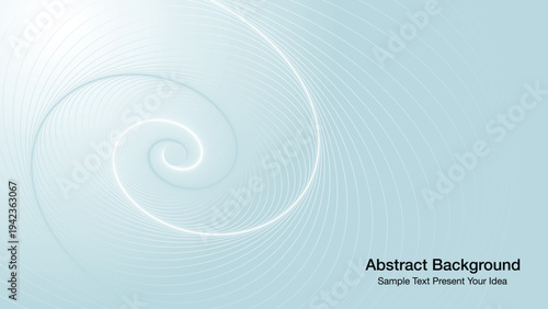 Clean minimalist vector abstract background with a soft blue gradient and white spiral lines. Perfect for healthcare, meditation, science, and elegant modern web banner design templates.