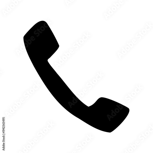 Black telephone receiver isolated on white background symbolizing communication and connection