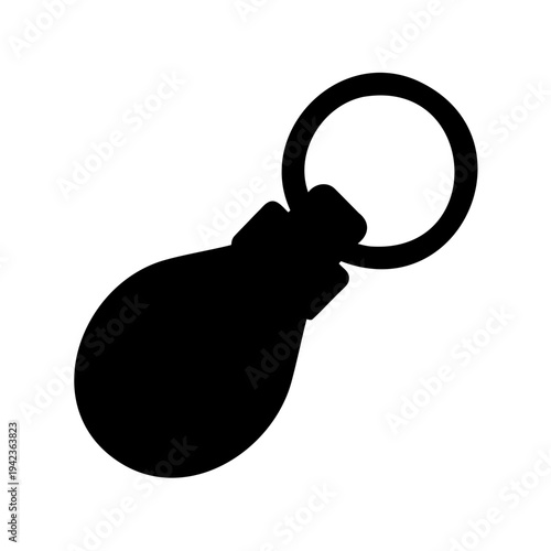 Simple black silhouette of a vintage looking key chain decoration isolated