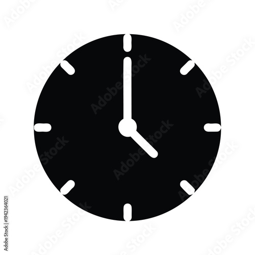 Simple illustration of a clock face indicating time around or close to five o'clock