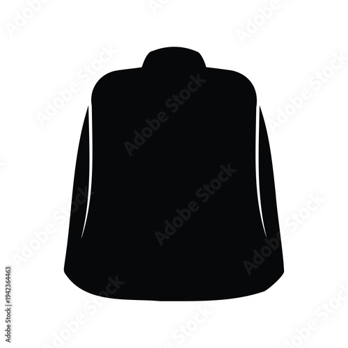 Silhouette of short winter coat with rounded shoulders and wide body