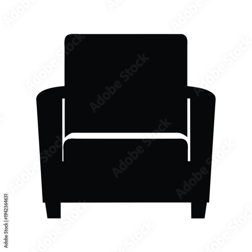 Elegant black armchair silhouette representing furniture and interior design concept.