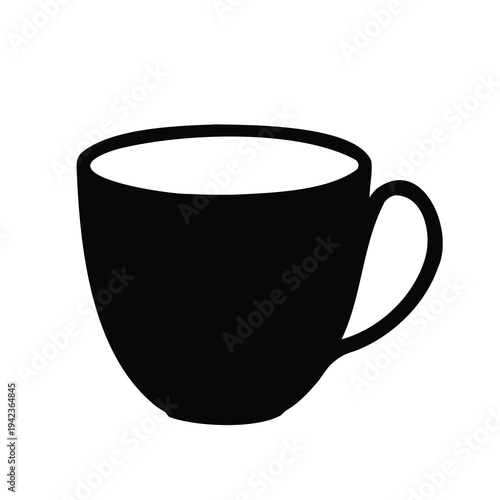 Elegant black and white silhouette of a coffee or tea cup illustration