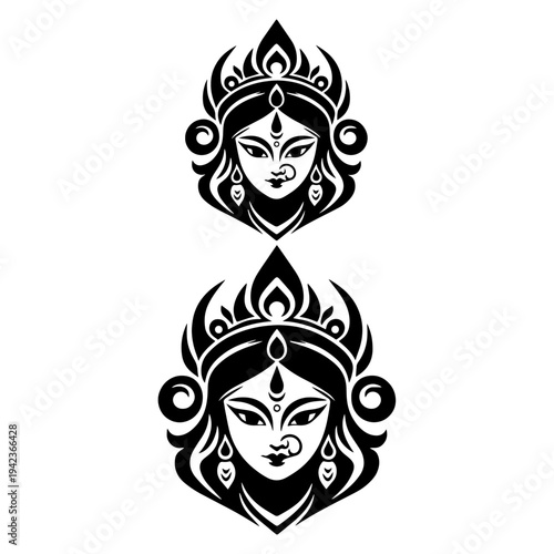 Hindu Religious Devi Mata Silhouette - Spiritual Indian Mythology Cultural Icons