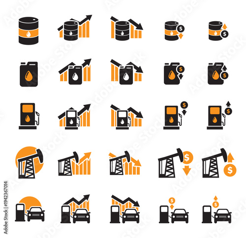 Oil Price Industry Concept Logo Icon Set