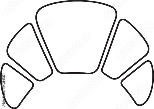 French croissant outline icon for bakery breakfast menu and pastry shop branding