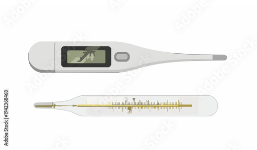 Medical thermometer vector digital and mercury temperature tool