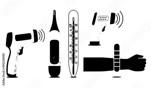 Body temperature thermometer electronic and mercury medical vector