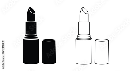 Black and white illustration of two lipstick tubes with their caps
