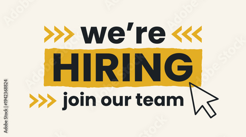 We're Hiring Join Our Team Banner Template for Recruitment and Job Opportunities with Modern Graphic Design Elements
