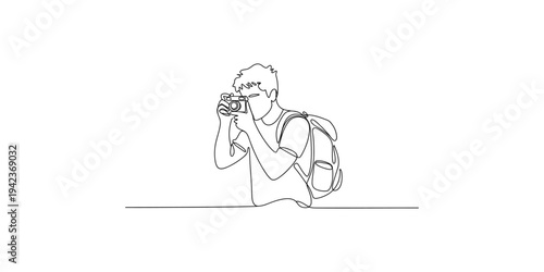 Man taking a photo with a camera and backpack photographer photography tourist travel