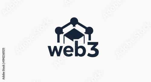 Web3 Blockchain Network Technology Icon Silhouette Vector Decentralized Internet Symbol