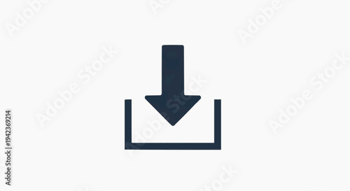 Download Arrow Icon Symbol for File Download, Data Transfer and Cloud Storage Concept, Save File Button Illustration for Web, App Interface and Digital Content, Minimal Vector Graphic Design