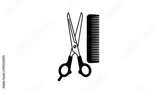 Salon hair tools scissors and comb icon vector illustration
