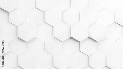 White hexagonal pattern with raised 3d shapes on a flat surface