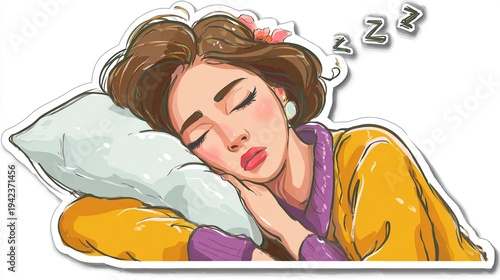 Young woman sleeping peacefully on a pillow with a relaxed expression