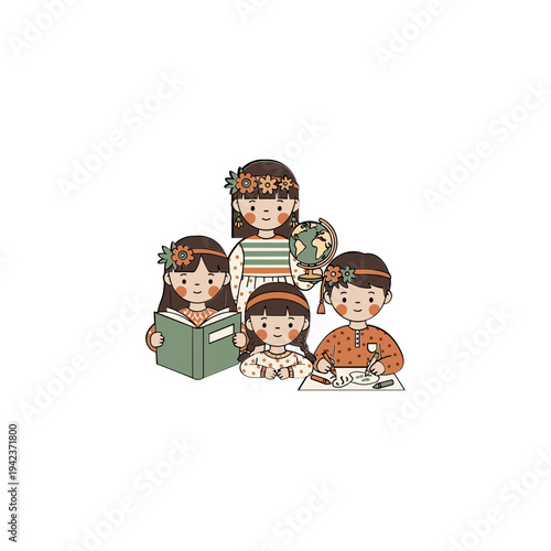 Children reading and learning together.