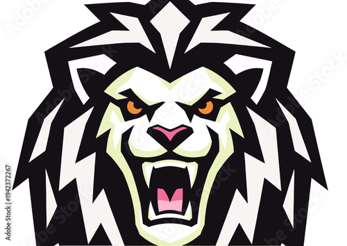 Aggressive Lion Head Mascot Logo Vector Illustration