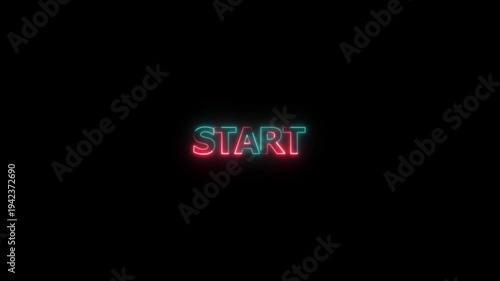 Glowing Neon Start Typography on Black Background