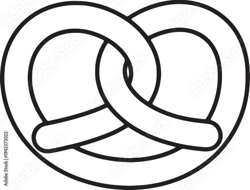 Traditional salted pretzel outline icon for bakery snacks and german food