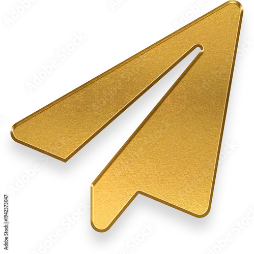 Canvas Print gold paper plane icon on transparent background