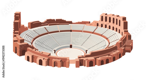 Ancient Roman Amphitheater Illustration - Historical Landmark