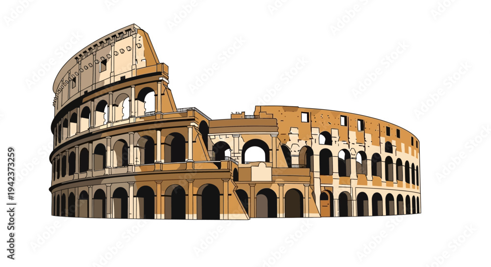 Naklejka premium Colosseum Rome Landmark Illustration - Ancient Roman Amphitheater Architectural Icon