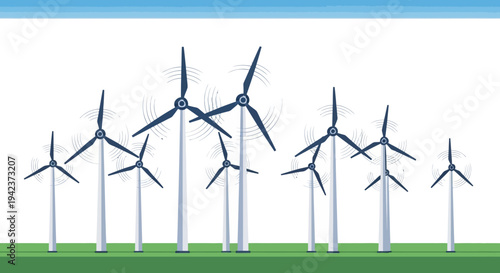 Wind Turbines Generating Clean Energy in a Green Field