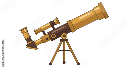 Vintage brass telescope on tripod, exploring the cosmos and distant stars