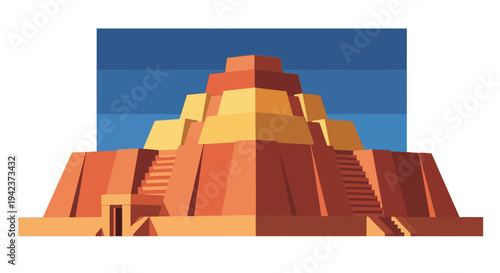 Ancient pyramid structure, stepped edifice, historical monument, archaeological site
