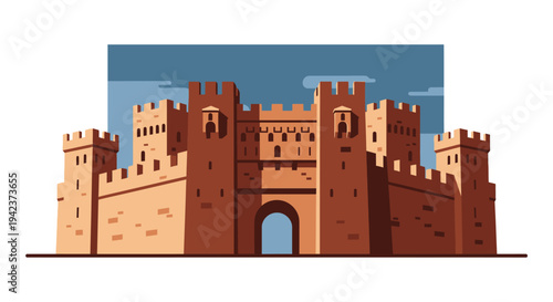 Medieval Castle Gatehouse Fortress Illustration