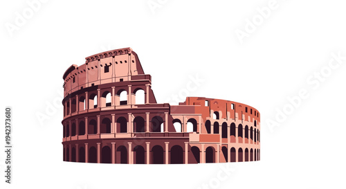 Colosseum Rome Italy Ancient Amphitheater Landmark Isolated White Background