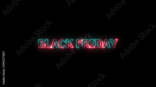Bright Neon Black Friday Sale Text Animation on Black Background
