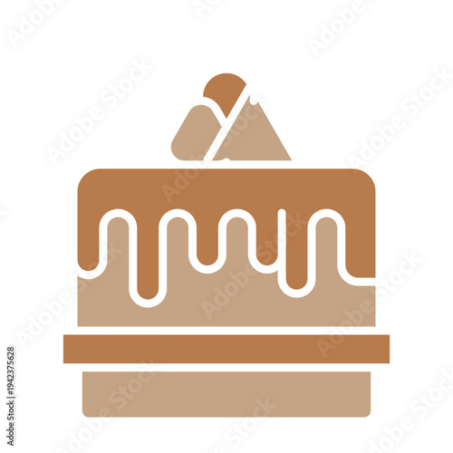 Sweet Dessert Icons Collection – Donut, Cookie, Cake, Ice Cream, Minimalist Dessert and Bakery Icon Set in Brown Flat Style