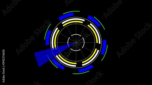 Futuristic HUD Radar Interface Circle Technology, The radar icon typically consists of concentric circles radiating outward from a central point Background,