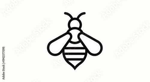 Simple Black and White Bee Illustration.