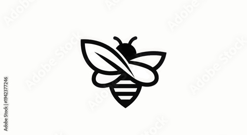 Simple Black Bee Logo Design Illustration.