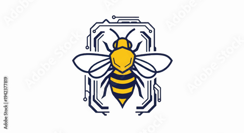 Yellow and Black Bee Illustration Design.