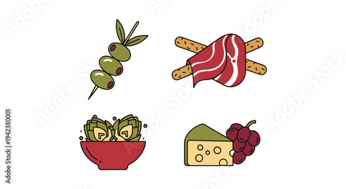 Antipasto Line art vector set minimal abstract color design