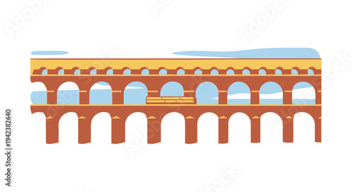 Ancient Roman Aqueduct Illustration