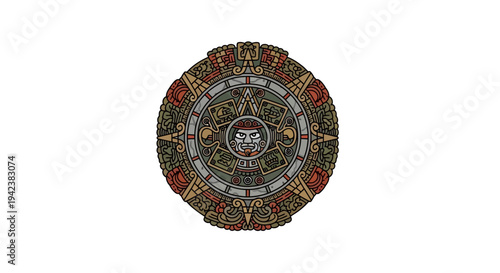 Aztec Sun Stone Calendar - Ancient Mesoamerican Symbol