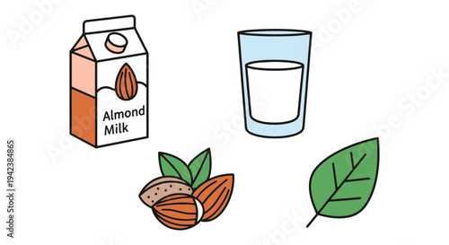 Almond Milk Line art vector vibrant abstract gradient color