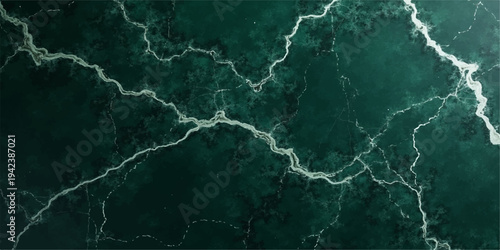 A stormy night sky ignites electricity over the deep blue ocean waves, creating a grunge texture of lightning reflecting on the clear aqua water surface