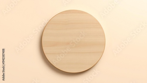 A close-up view of a circular wooden object with a smooth surface