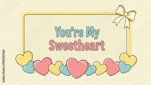 Valentine's Day card template with colorful hearts