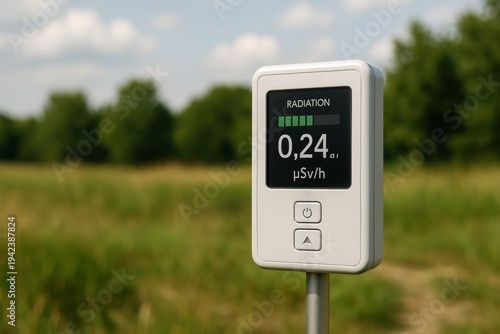This dosimeter measures radiation levels outdoors, displaying 0.24 micro-sieverts per hour. It provides vital information about environmental safety.