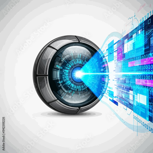 Futuristic Sphere Emitting Digital Data Stream in Abstract Context