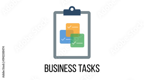 modern clipboard with overlaid squares icon design for business tasks